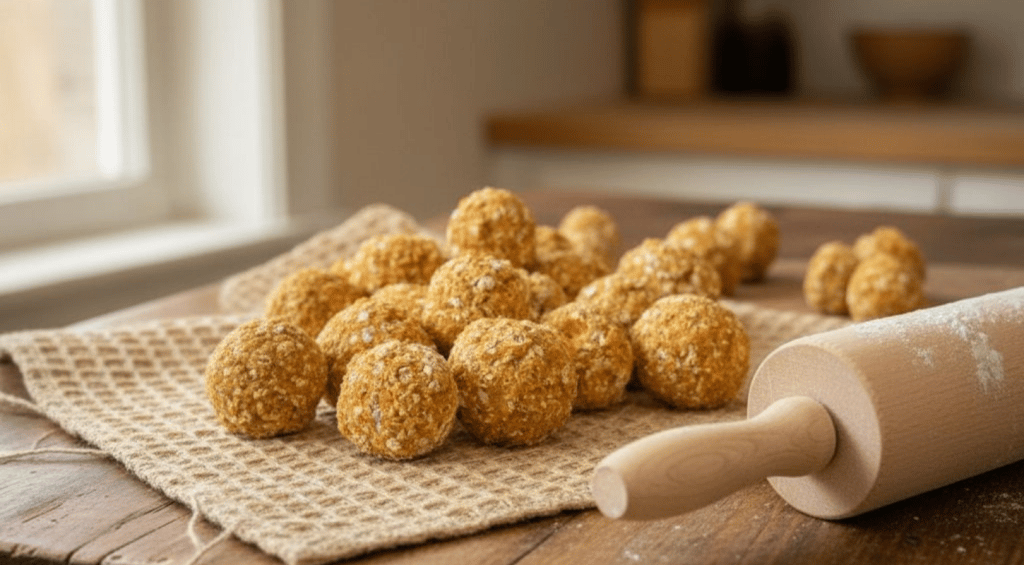 Hundekugeln mit Hackfleisch und Sesam