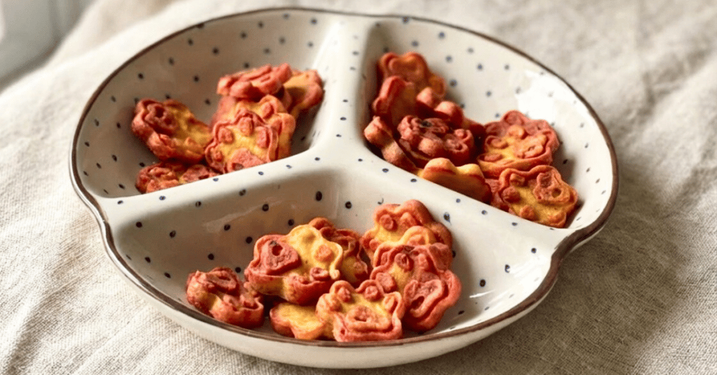 Zweifarbige Backmatten Hundekekse mit Joghurt, Parmesan und Rote Beete