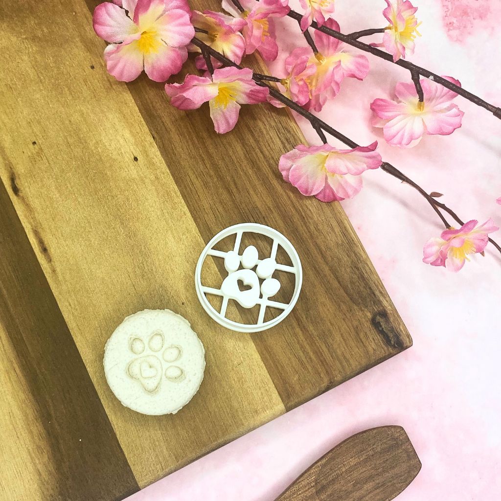 Runder Keksausstecher *Pfote mit Herz* | 3D-gedruckter Ausstecher für Hundeleckerlis | 40mm | Lebensmittelechtes PLA