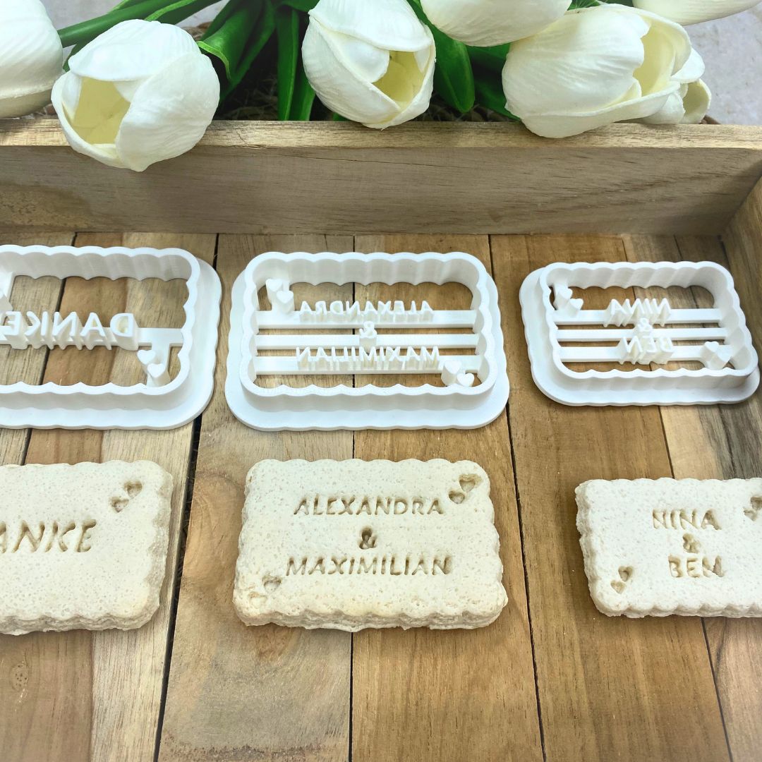 Personalisierbare Ausstechformen mit Herzchen / 3D gedruckter Ausstecher / Keksausstecher mit Text und Motiv – Bild 4