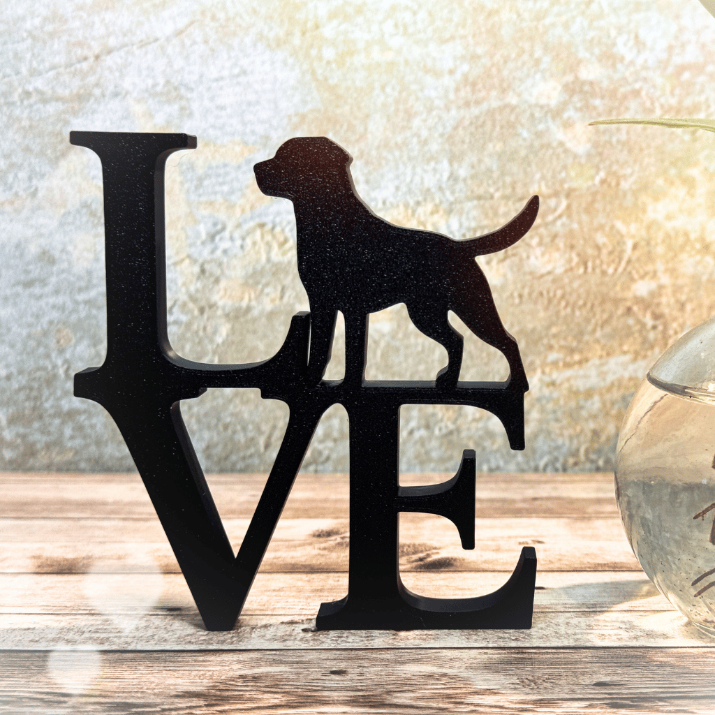 Stilvolle Wohnzimmer Dekoration LOVE HUND – Liebevolle Dekorationsidee Geschenkidee für Hundeliebhaber, für dein Zuhause – Bild 2