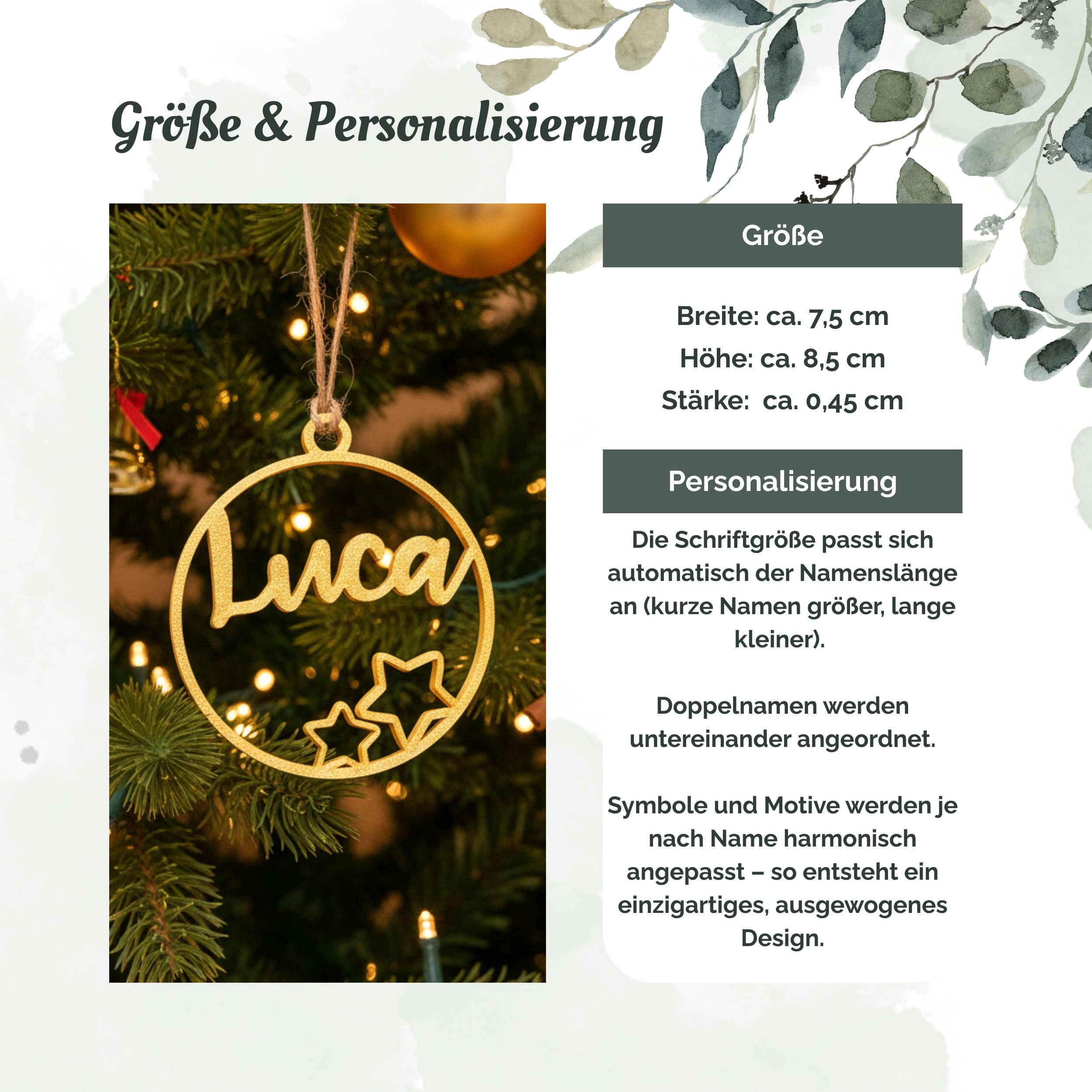 Christbaumkugel personalisiert mit Weihnachtsmotiven, 3D-Weihnachtsdeko, Weihnachtsgeschenke, Geschenkanhänger, Weihnachtsbaumschmuck – Bild 2