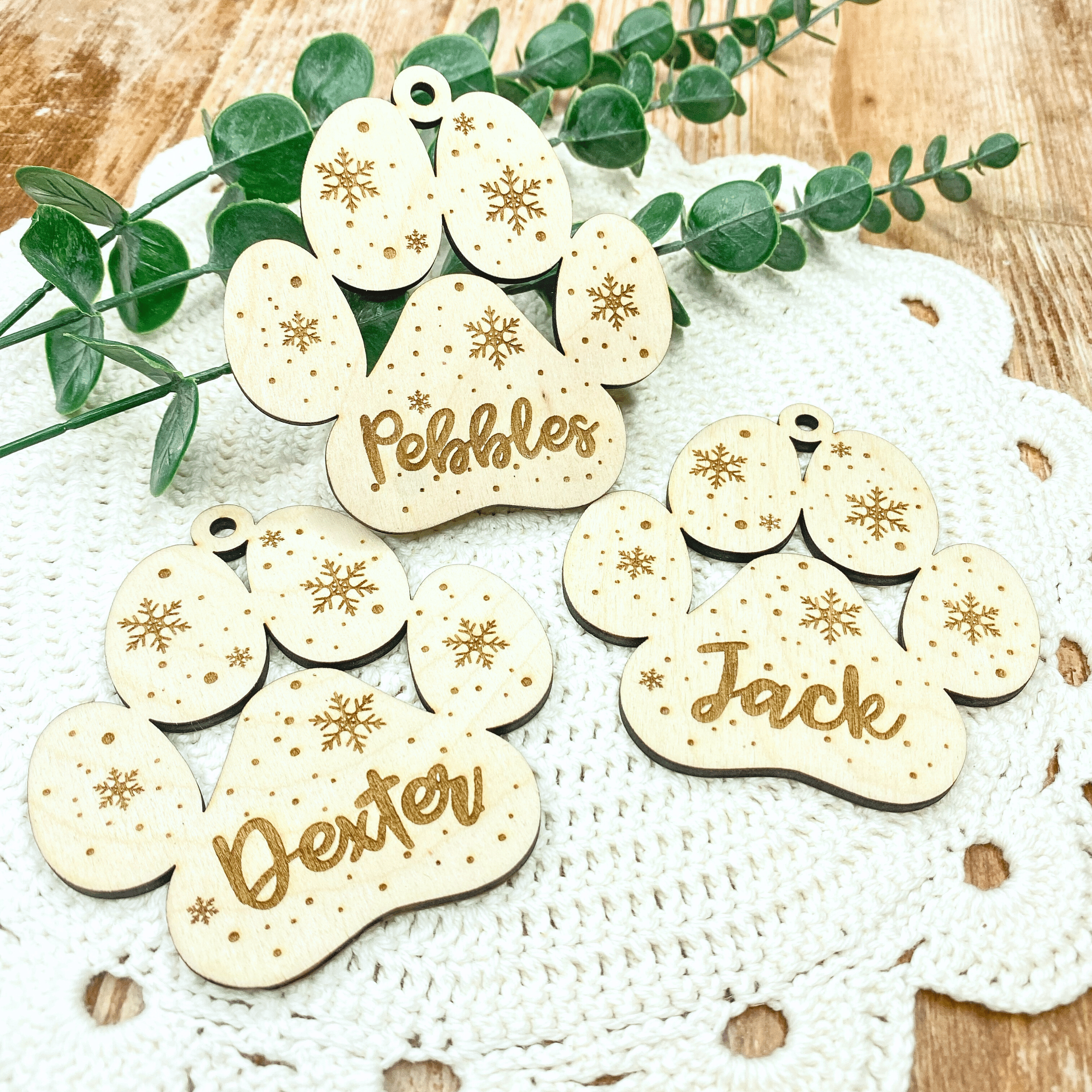 Christbaumkugel Pfote Hund Katze – Weihnachtsornament Haustier Weihnachten Holz Anhänger mit Name Weihnachtsbaumkugel Christbaumschmuck – Bild 8