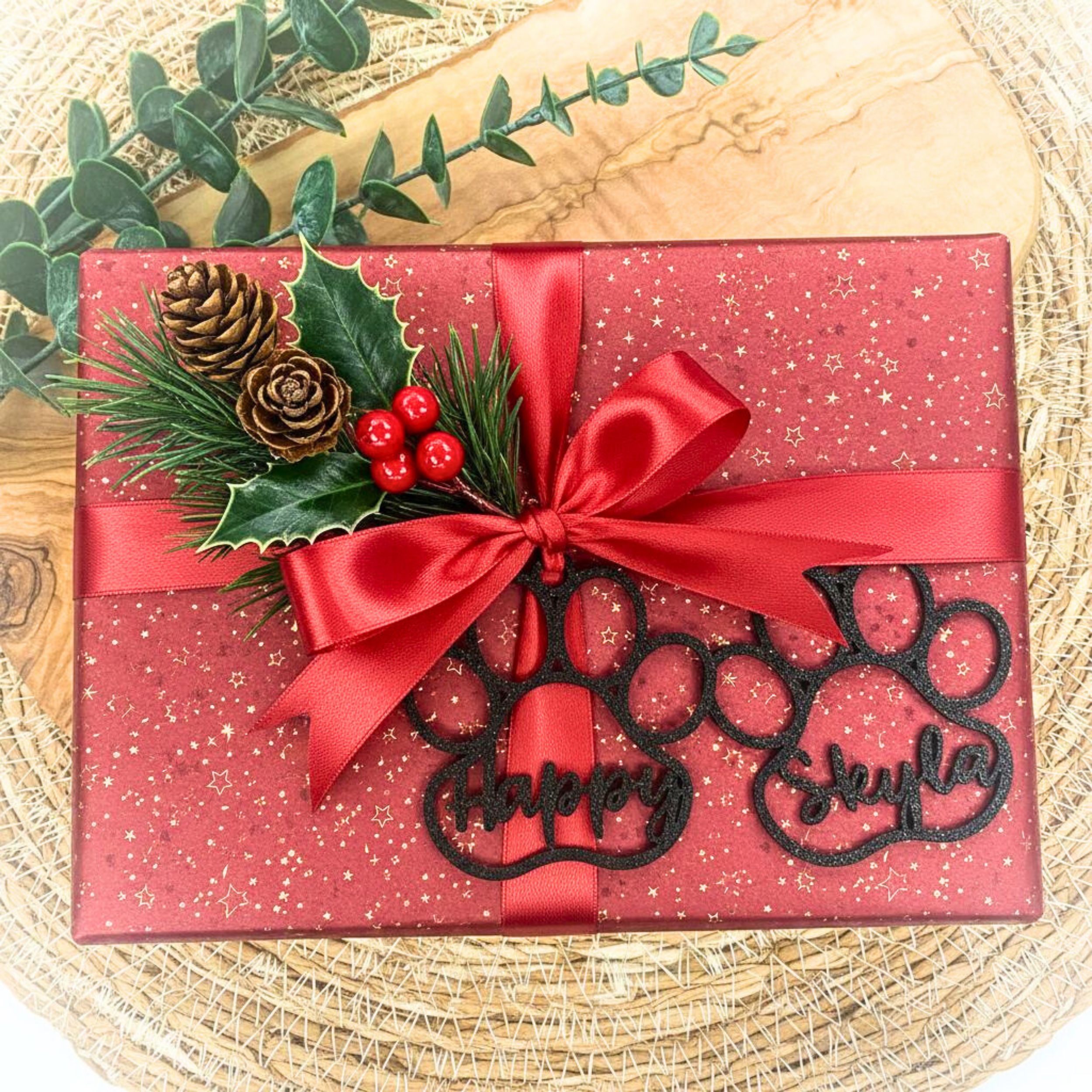 Christbaumkugel Hundepfote mit Name personalisierter Hund Anhänger Weihnachtsbaumschmuck Geschenk Hundefreunde Weihnachtsbaumkugel Haustier – Bild 4