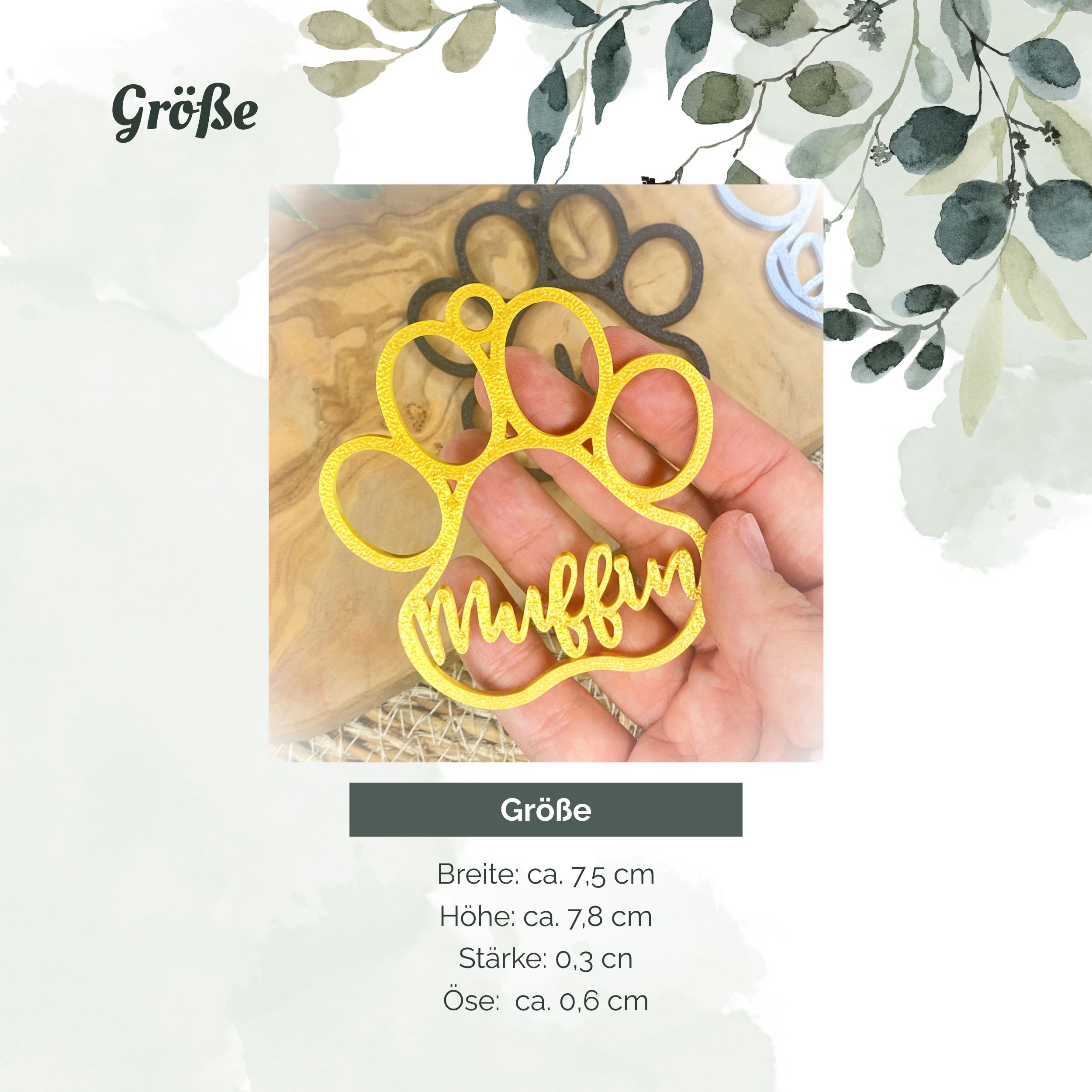 Christbaumkugel Hundepfote mit Name personalisierter Hund Anhänger Weihnachtsbaumschmuck Geschenk Hundefreunde Weihnachtsbaumkugel Haustier – Bild 3