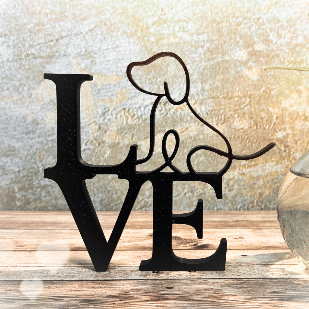 Stilvolle Wohnzimmer Dekoration LOVE HUND – Liebevolle Dekorationsidee Geschenkidee für Hundeliebhaber, für dein Zuhause – Bild 3