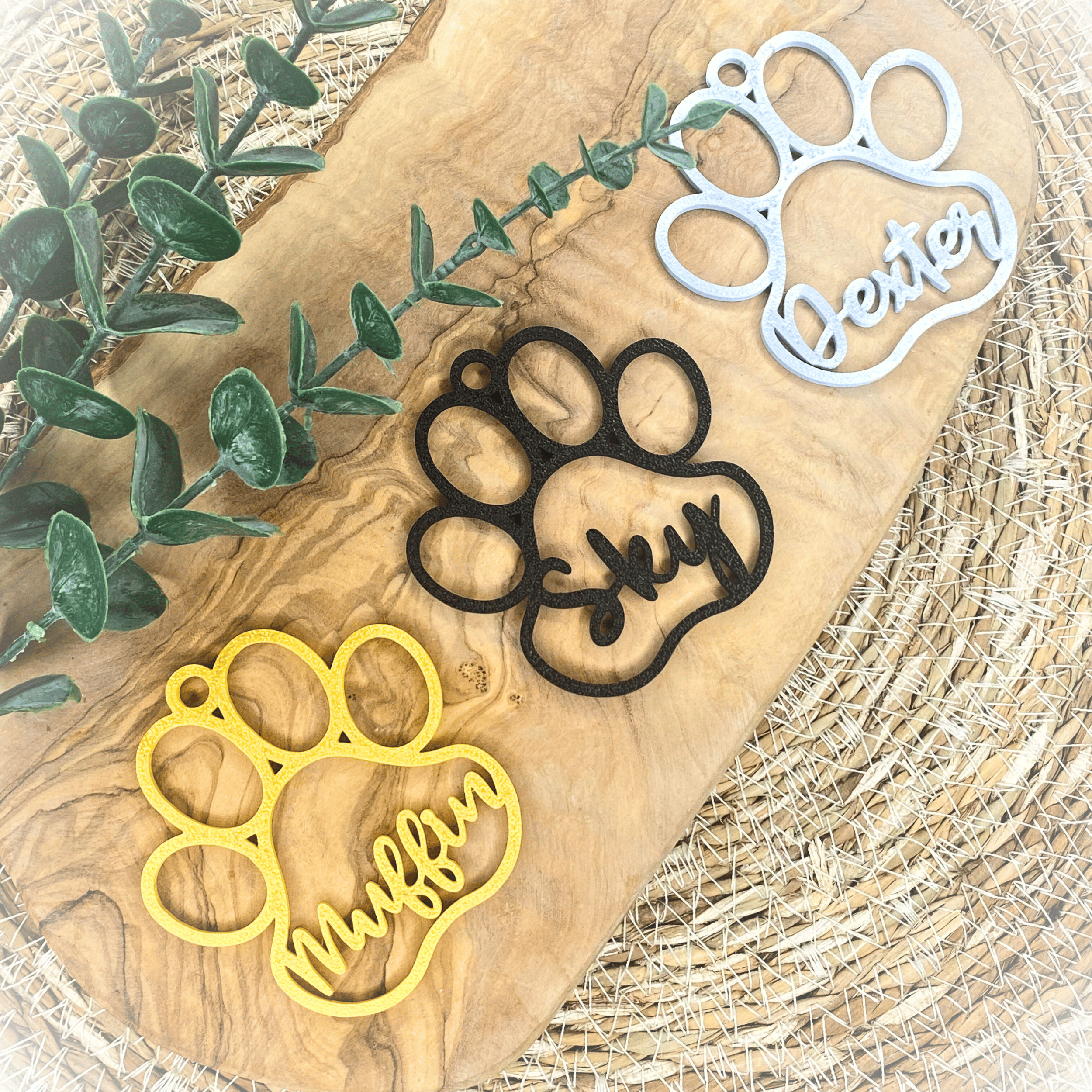 Christbaumkugel Hundepfote mit Name personalisierter Hund Anhänger Weihnachtsbaumschmuck Geschenk Hundefreunde Weihnachtsbaumkugel Haustier – Bild 13