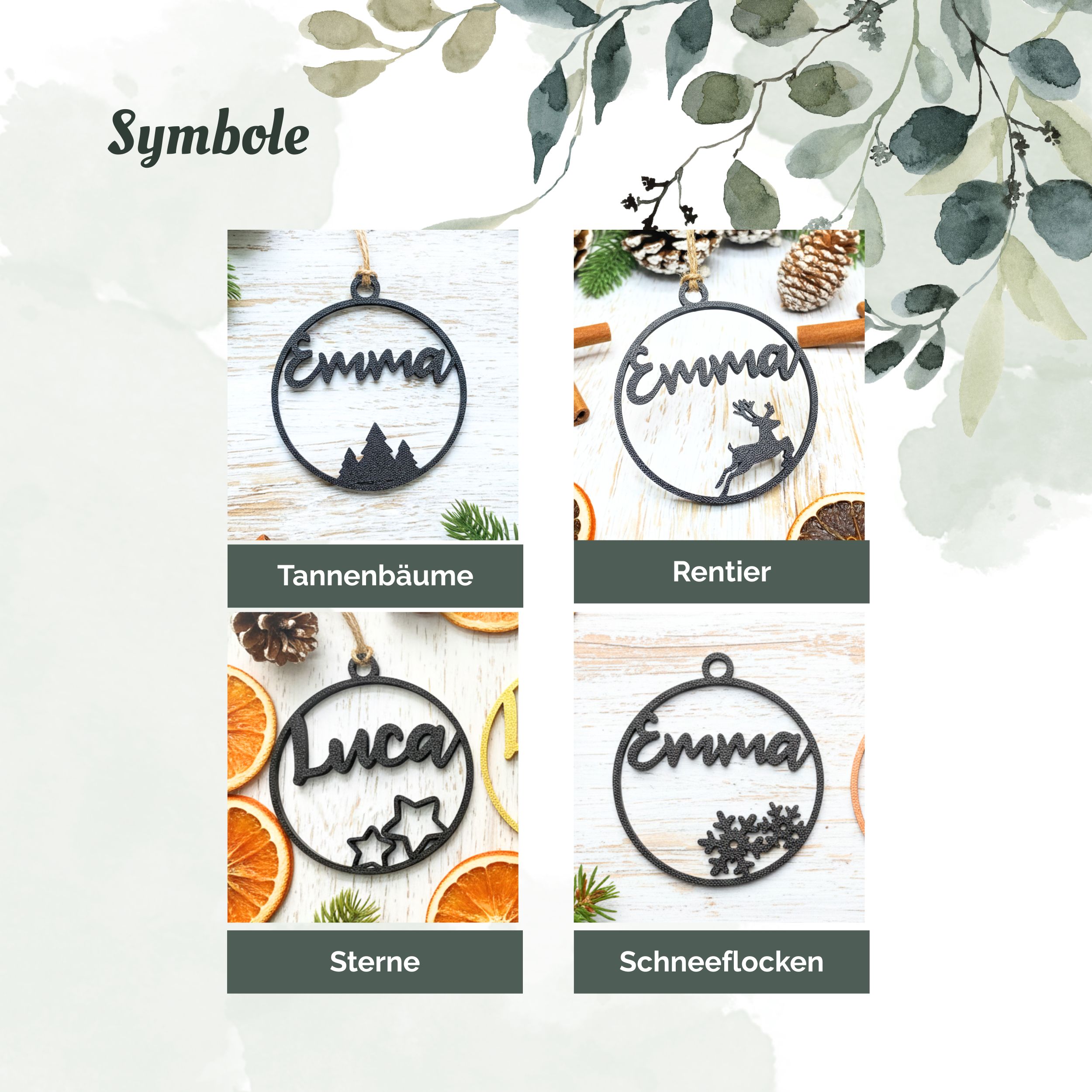 Christbaumkugel personalisiert mit Weihnachtsmotiven, 3D-Weihnachtsdeko, Weihnachtsgeschenke, Geschenkanhänger, Weihnachtsbaumschmuck – Bild 4