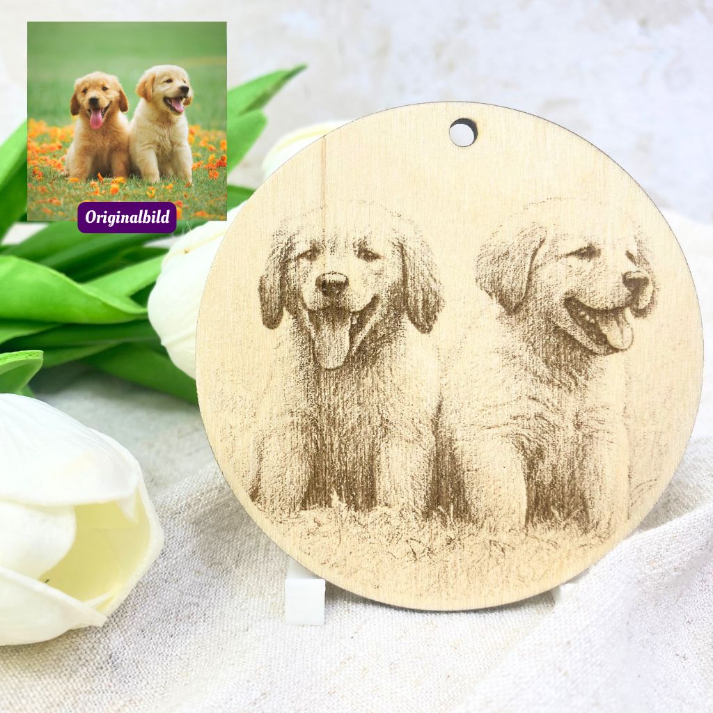 Hundeportrait Hundefoto personalisiert, Hunde-Portrait auf Holz mit Gravur nach Foto, verschiedene Größen mit manueller Bild-Nachbearbeitung – Bild 10