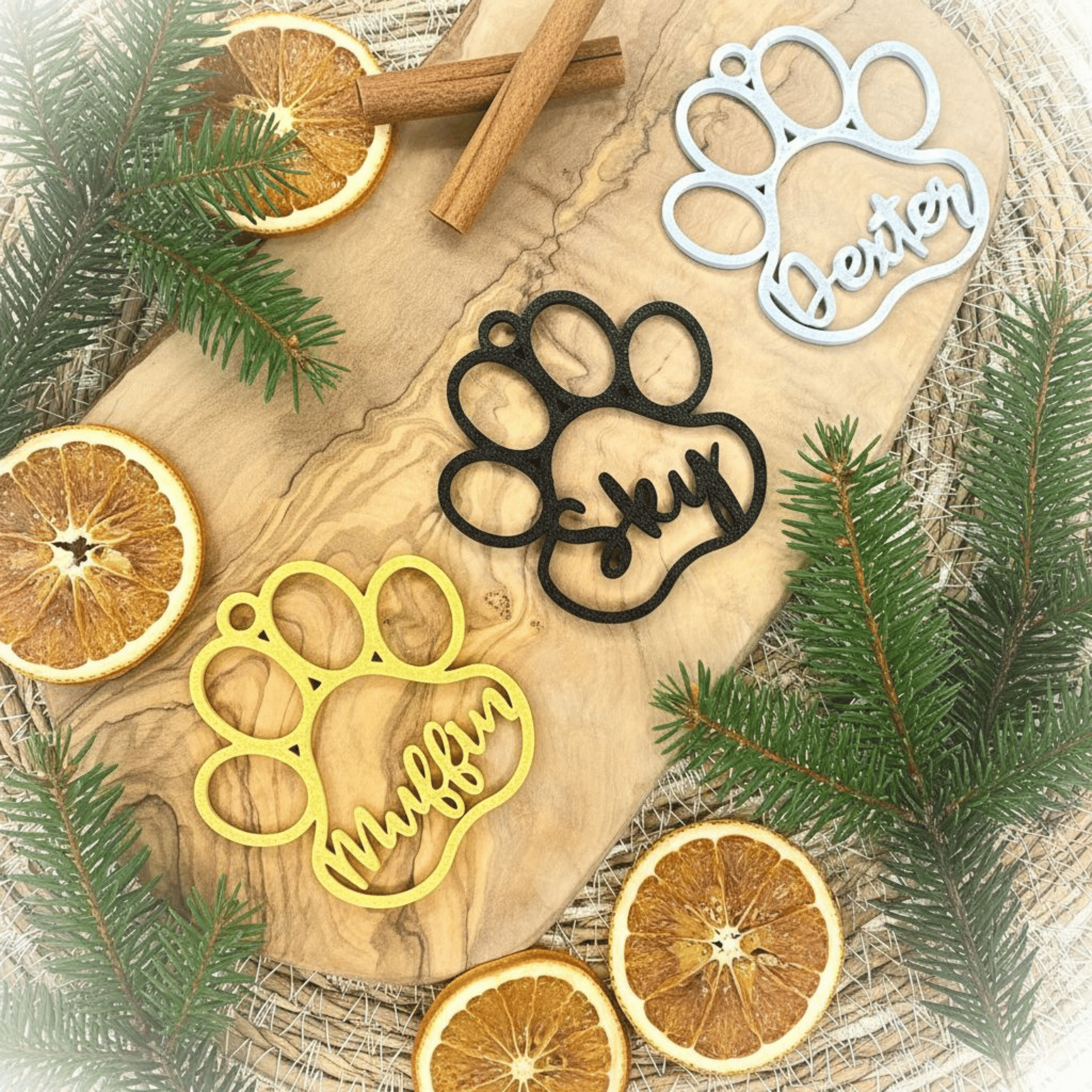 Christbaumkugel Hundepfote mit Name personalisierter Hund Anhänger Weihnachtsbaumschmuck Geschenk Hundefreunde Weihnachtsbaumkugel Haustier