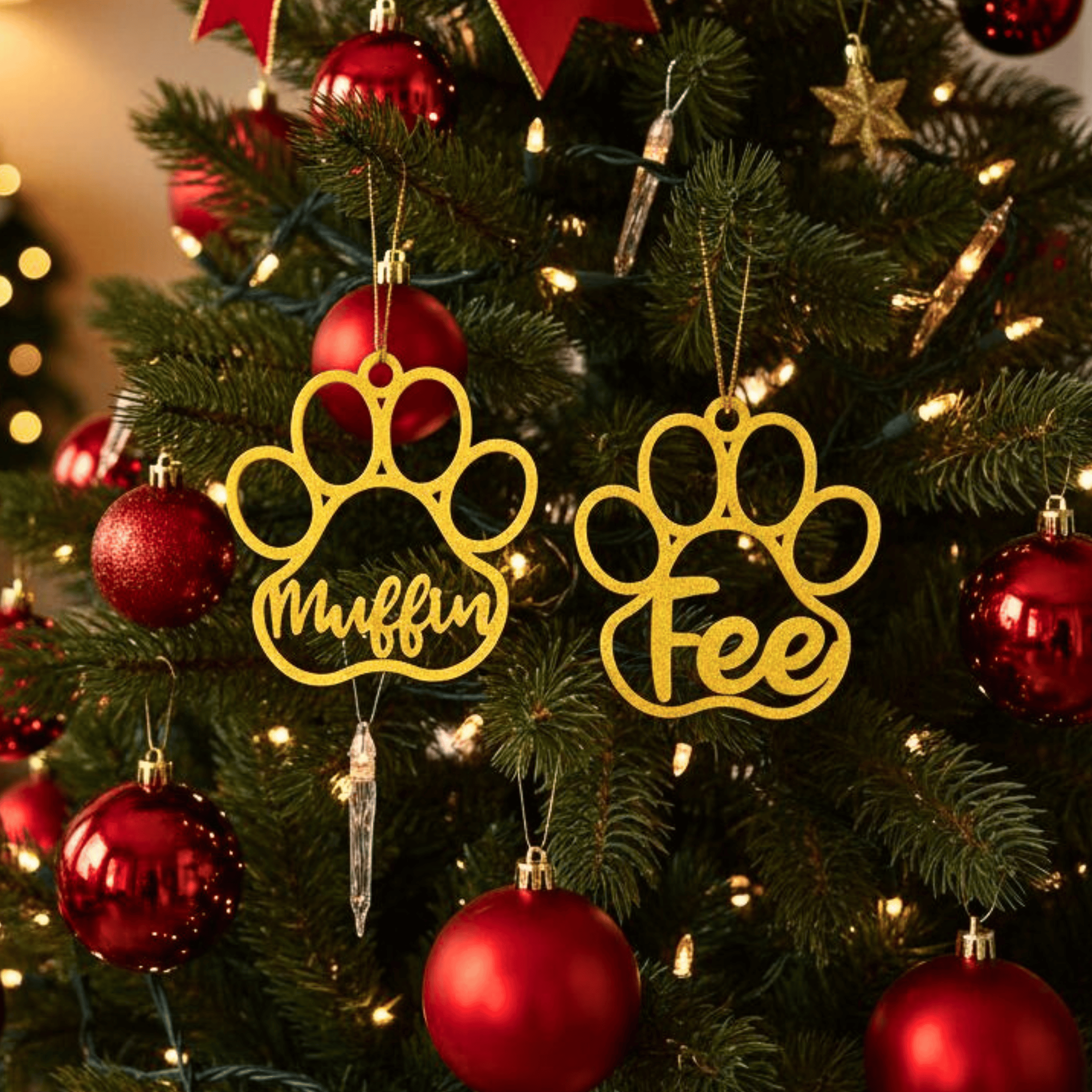 Christbaumkugel Hundepfote mit Name personalisierter Hund Anhänger Weihnachtsbaumschmuck Geschenk Hundefreunde Weihnachtsbaumkugel Haustier – Bild 7
