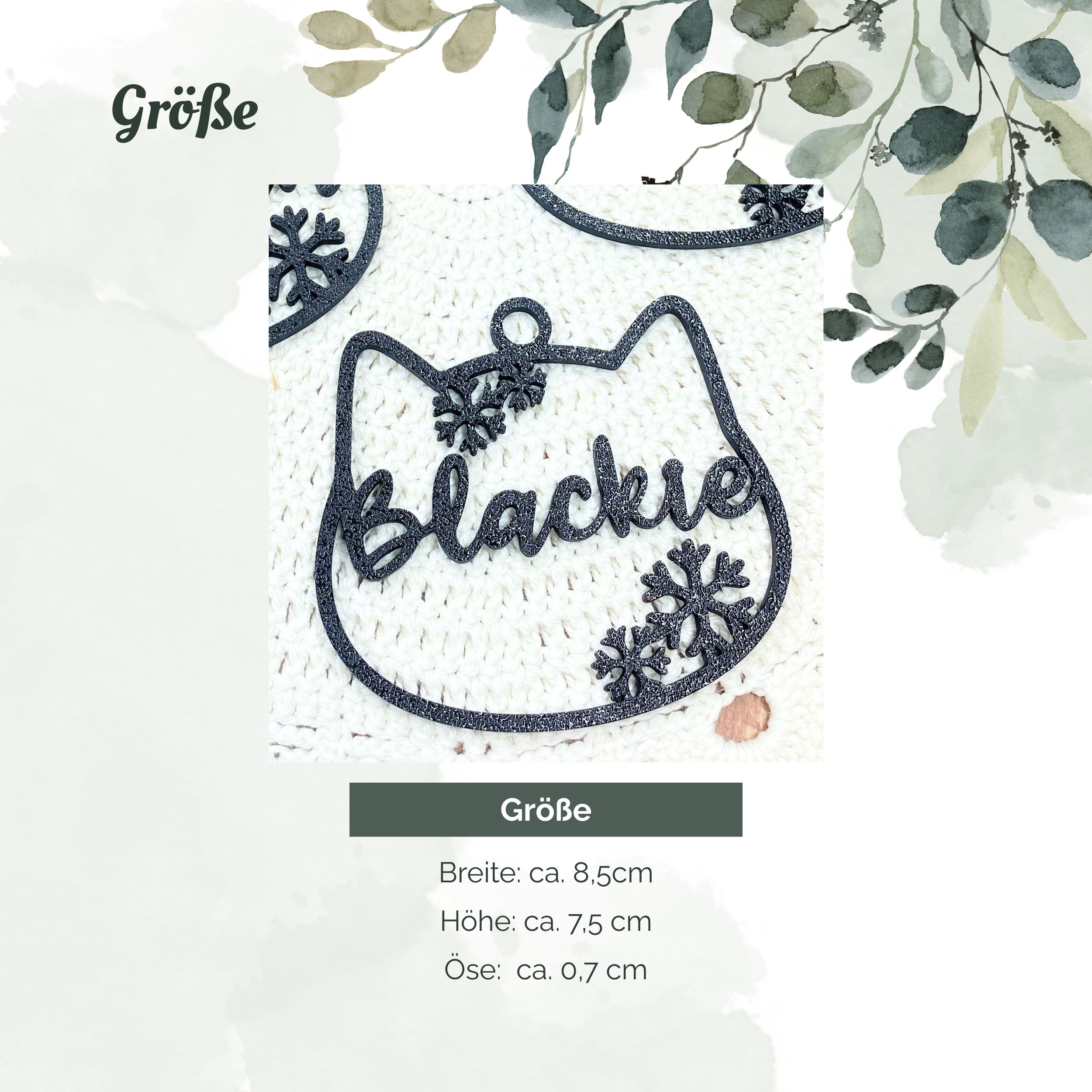 Personalisierte Christbaumkugel Katze - Katzenkopf - Weihnachtsdeko Haustier – Geschenkidee für Katzenliebhaber – Bild 3