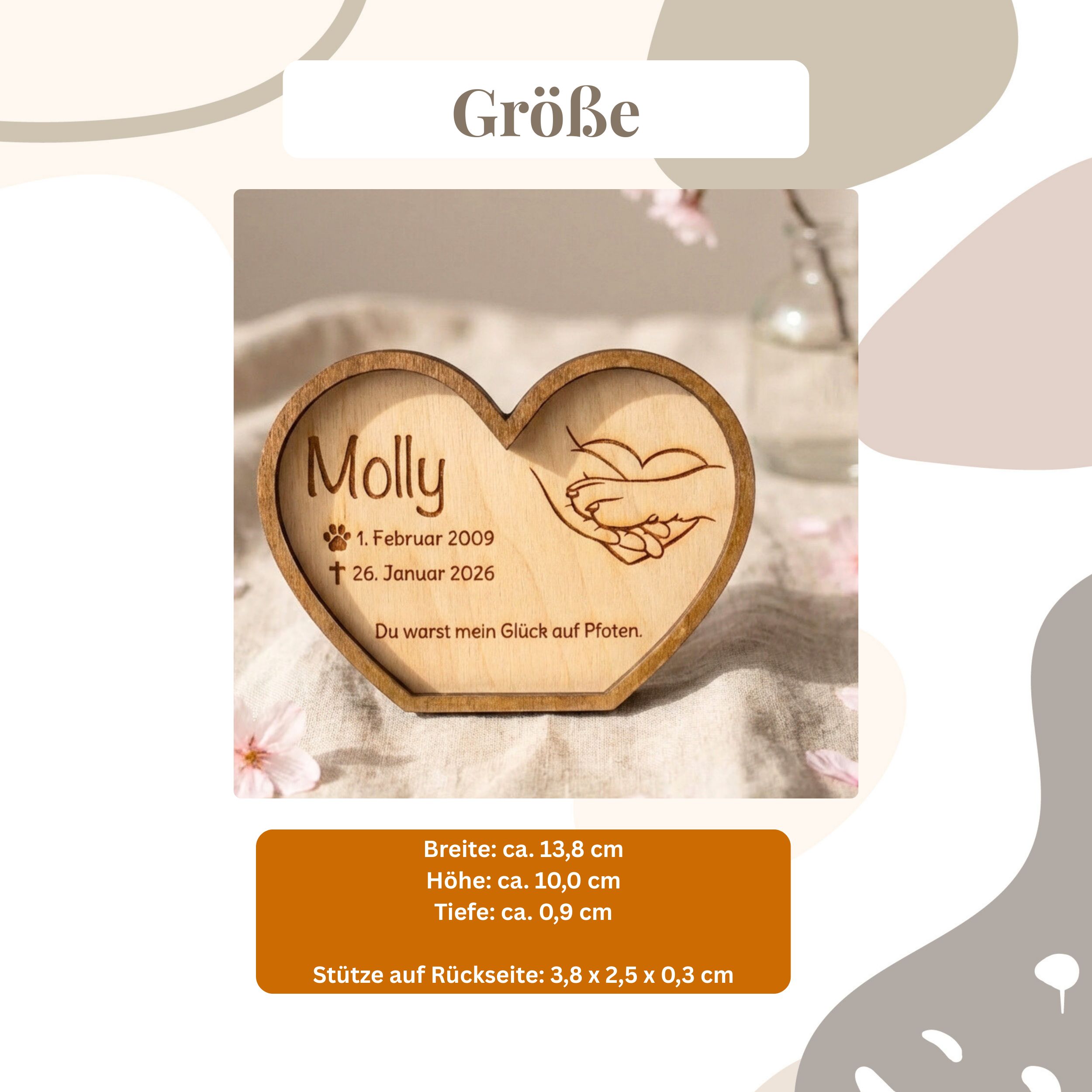 Gedenkherz Haustier personalisiert aus Holz | Hund & Katze Andenken – Bild 7