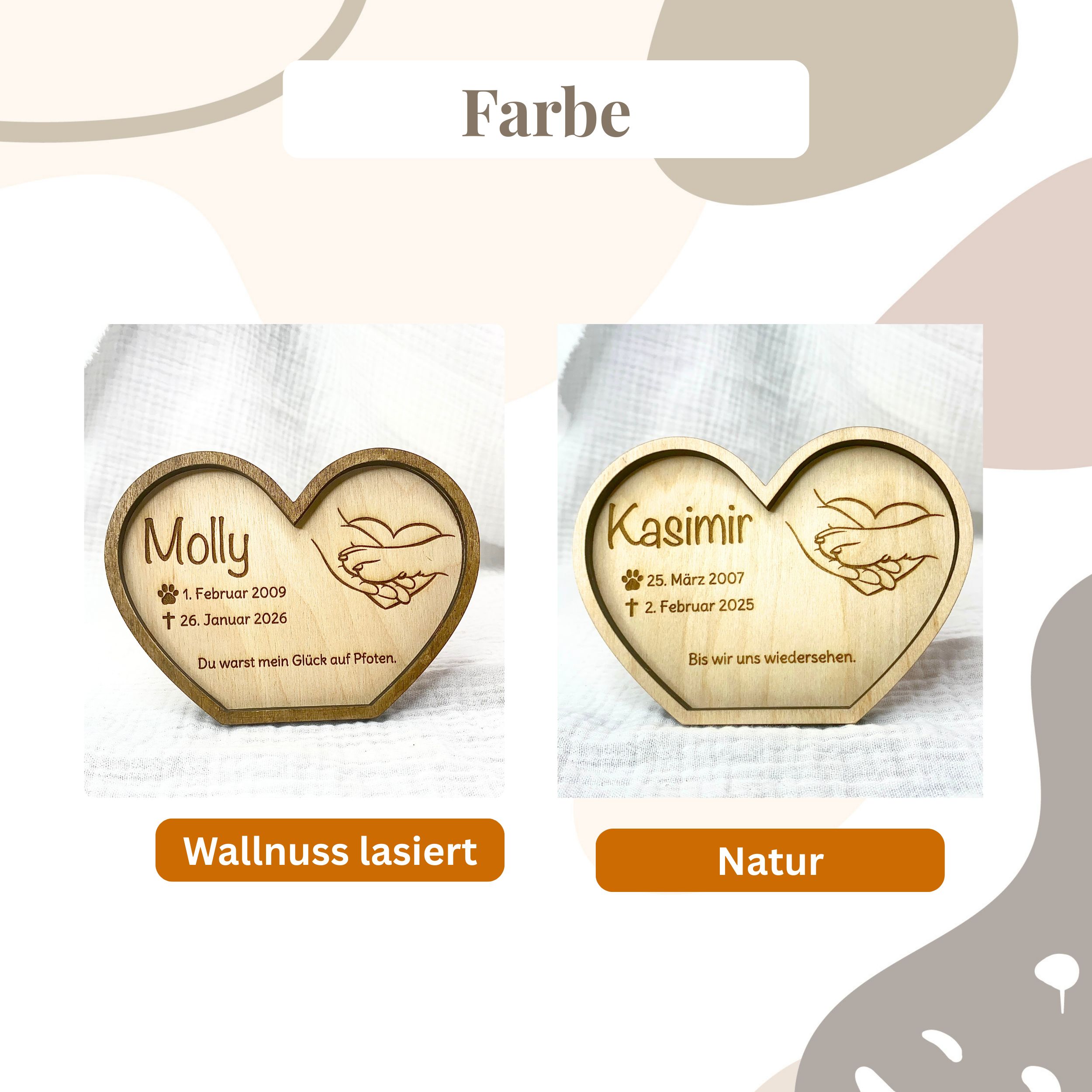 Gedenkherz Haustier personalisiert aus Holz | Hund & Katze Andenken – Bild 6