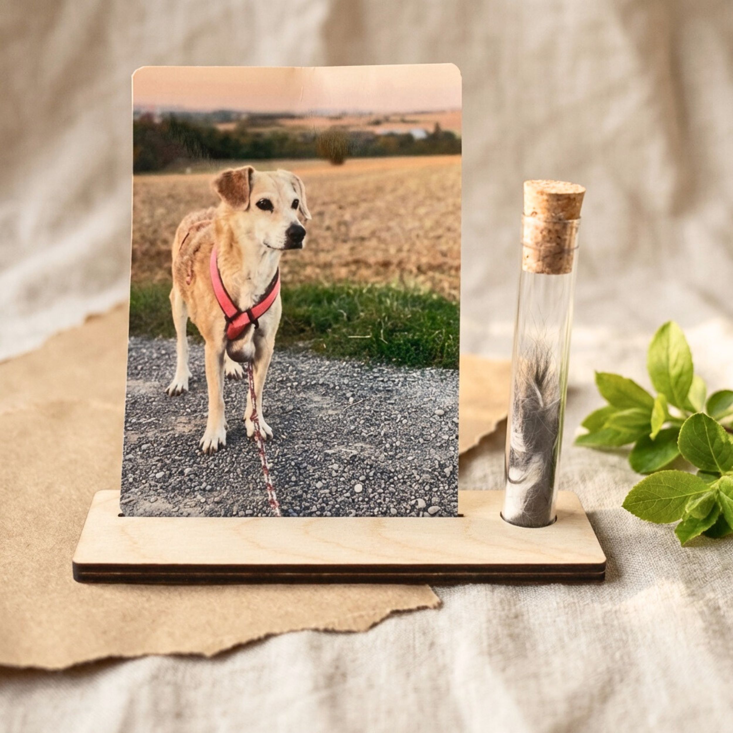 Personalisierter Holz Fotoaufsteller mit Erinnerungsglas – Andenken & Trauergeschenk für Hunde – Bild 7