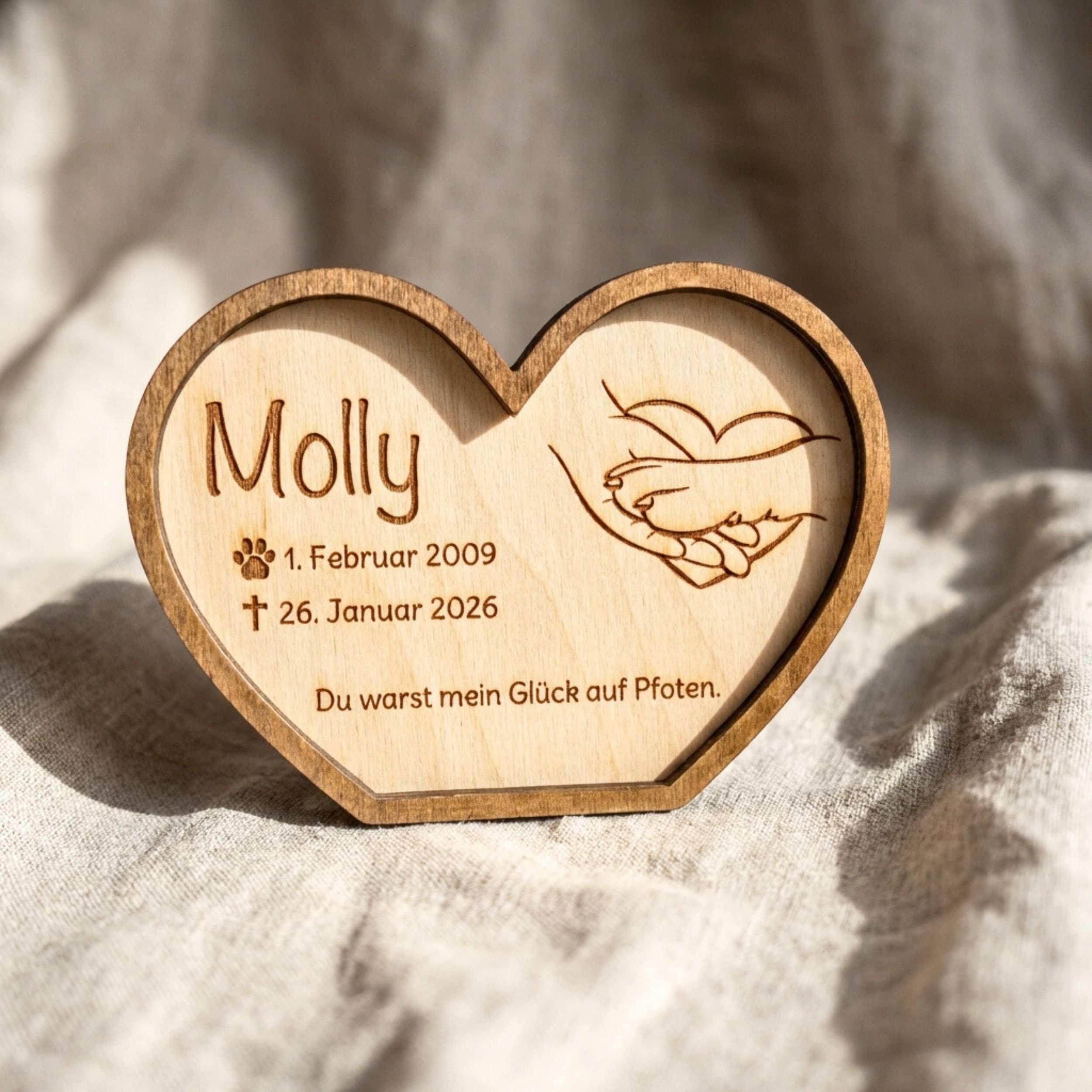 Gedenkherz Haustier personalisiert aus Holz | Hund & Katze Andenken – Bild 8
