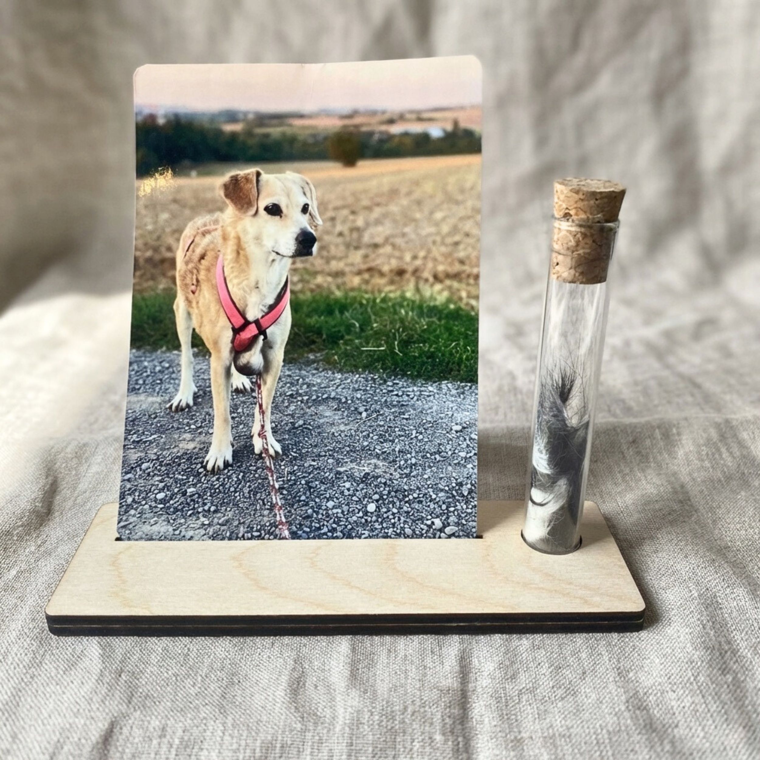 Personalisierter Holz Fotoaufsteller mit Erinnerungsglas – Andenken & Trauergeschenk für Hunde – Bild 9