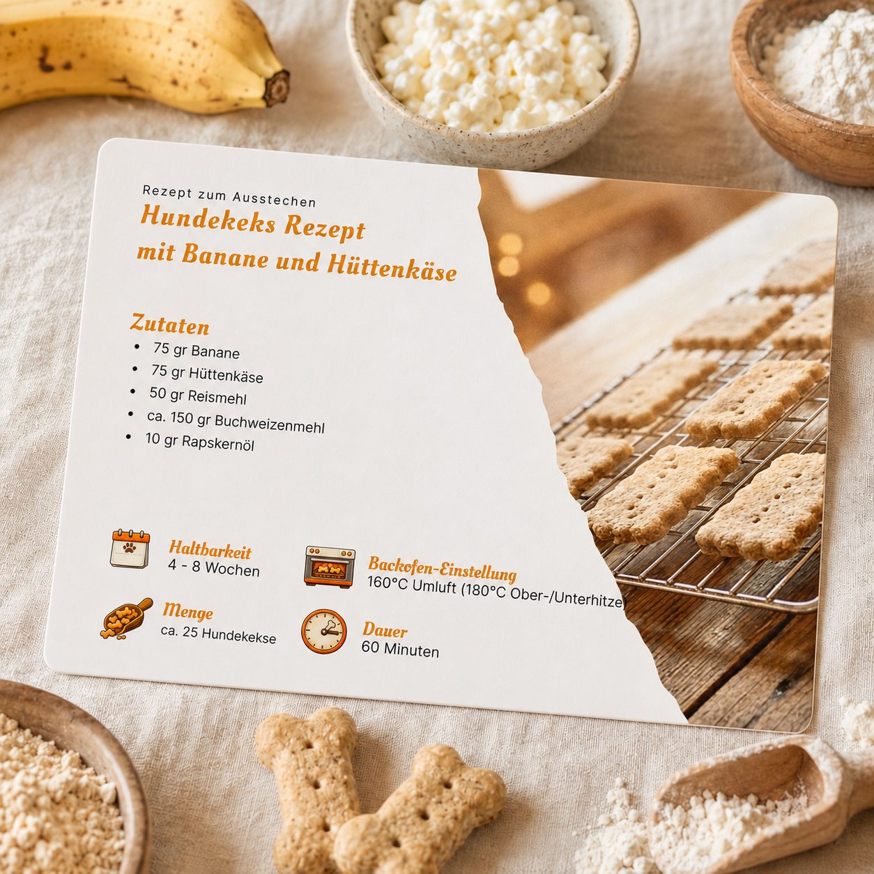 Hundekeks Rezeptkarten zum Ausstechen