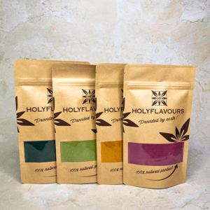 HolyFlavours Bundle - Premium Farbpulver Set für Hundekekse | 4x100g Natürliche Lebensmittelfarben | Gesunde Hundesnacks