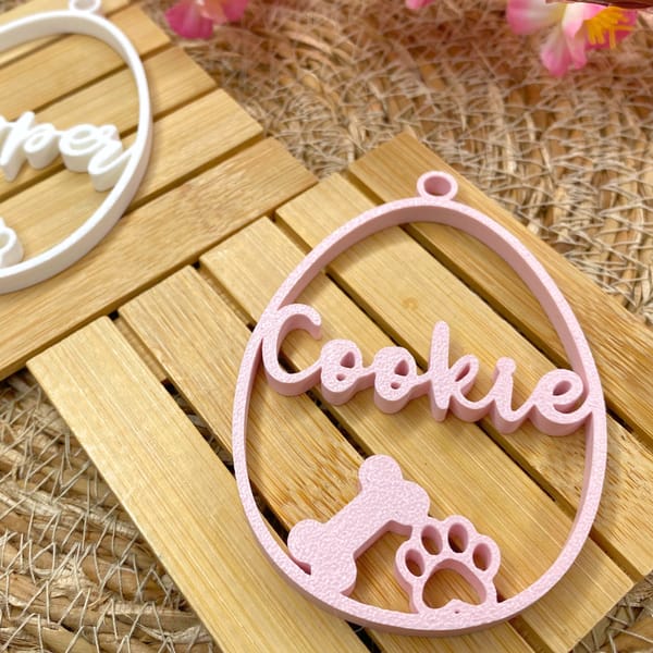 Personalisierbares 3D Osterei für Tierliebhaber | Hunde Osterdeko | Osterei-Anhänger mit Wunschname | Ostergeschenk für Hundebesitzer – Bild 2