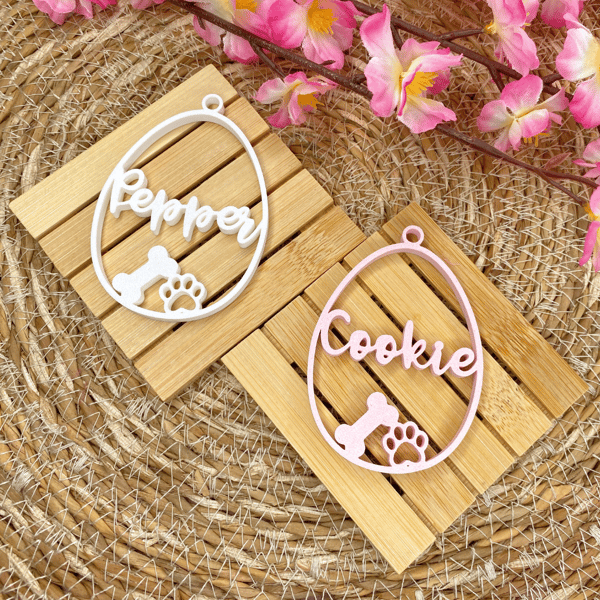 Personalisierbares 3D Osterei für Tierliebhaber | Hunde Osterdeko | Osterei-Anhänger mit Wunschname | Ostergeschenk für Hundebesitzer