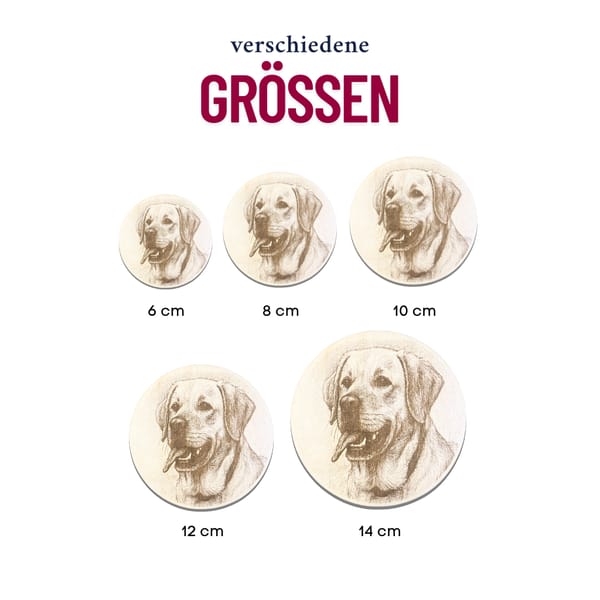 Personalisiertes Hunde-Portrait aus Holz – Rund graviert mit Foto – Geschenk für Hundebesitzer – Gedenken – Wanddeko - Deko zum Aufstellen – Bild 2