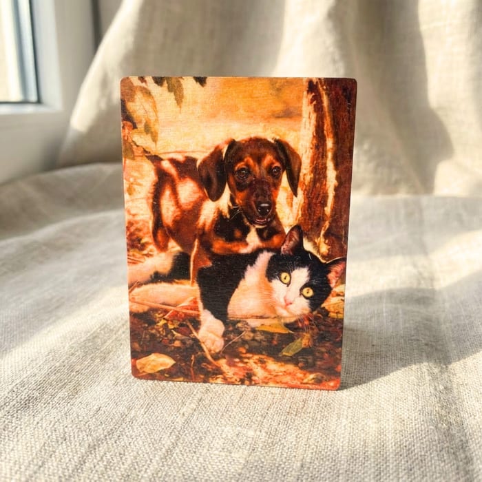 Hundeportrait auf Holz 