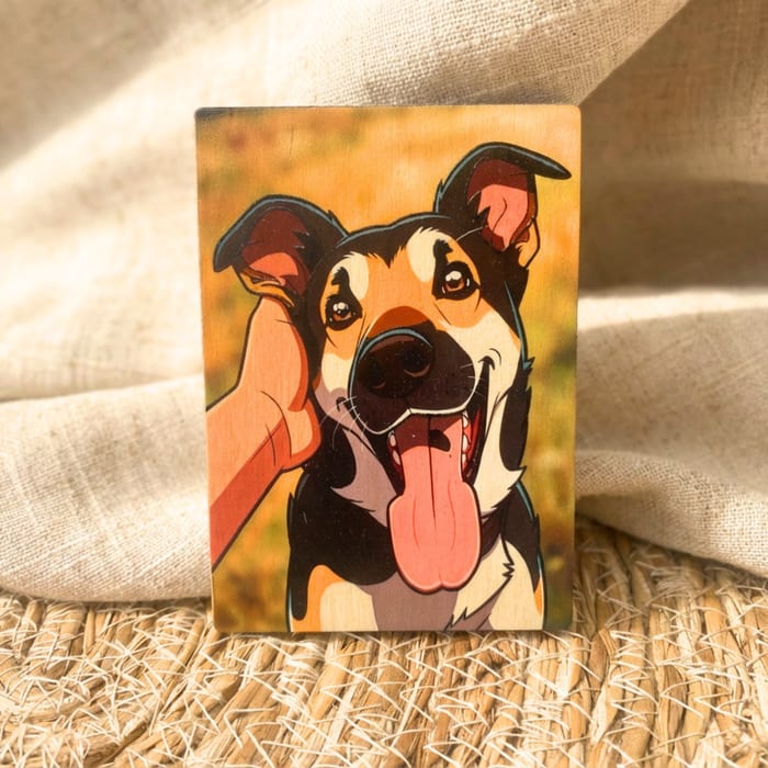 Hundeportrait auf Holz 