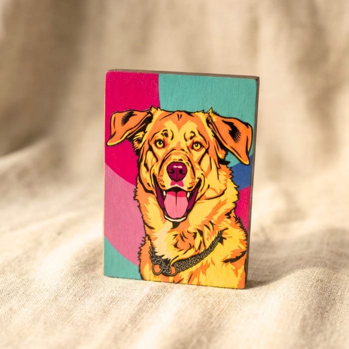 Hundeportrait auf Holz 