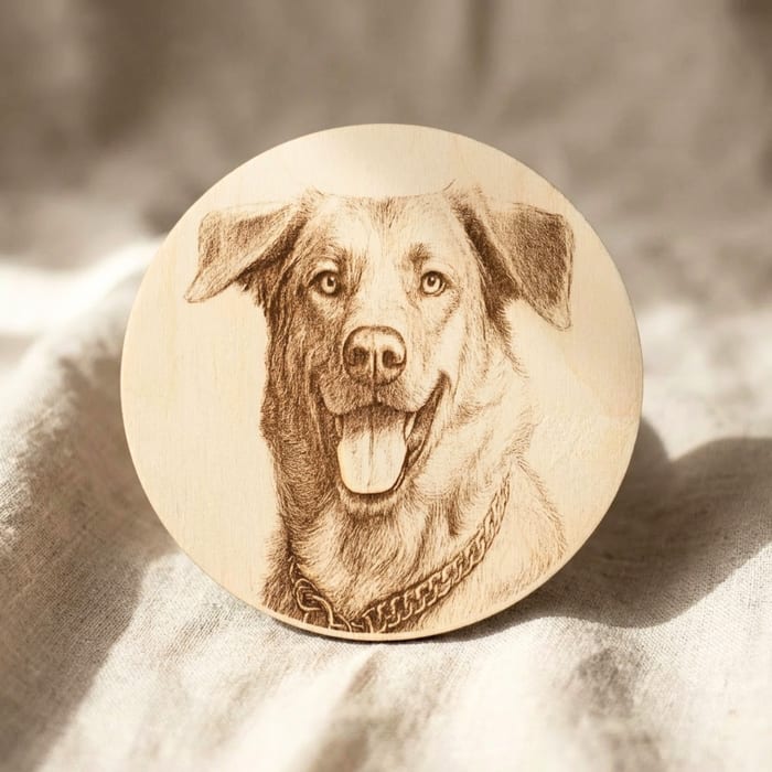 Hundeportrait auf Holz - Gravur