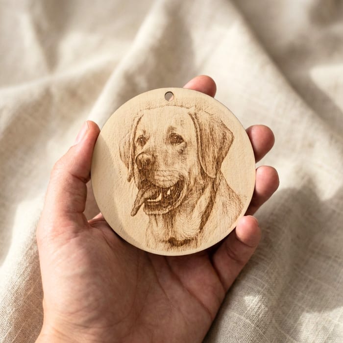 Hundeportrait auf Holz - Gravur