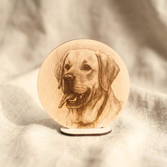 Hundeportrait auf Holz - Gravur