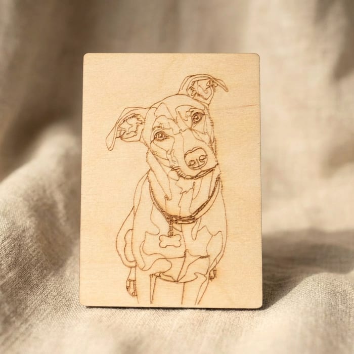 Hundeportrait auf Holz - Gravur