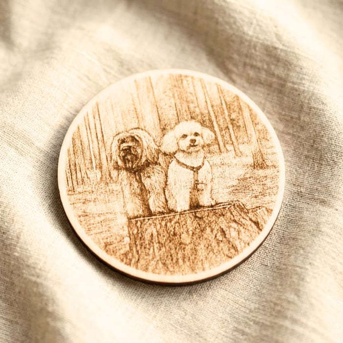 Hundeportrait auf Holz - Gravur