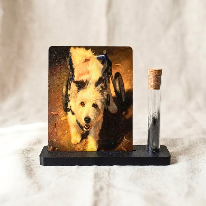 Hundeportrait mit Ständer und Erinnerungsglas