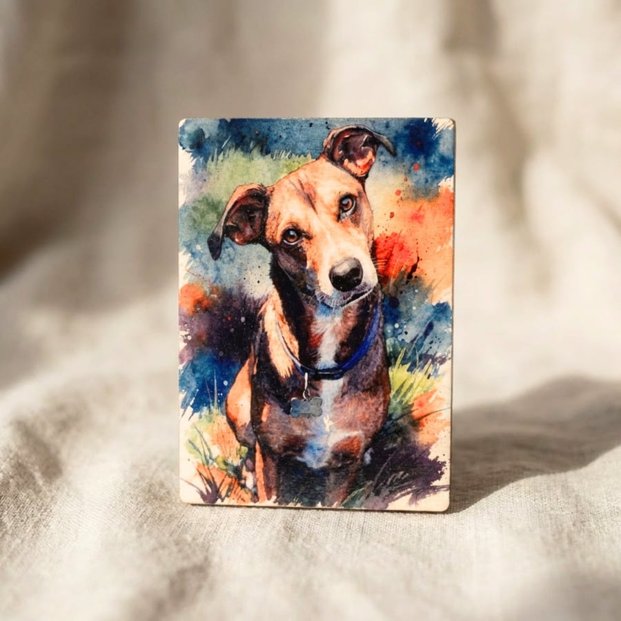 Personalisiertes Hundeportrait auf Holz als Geschenk