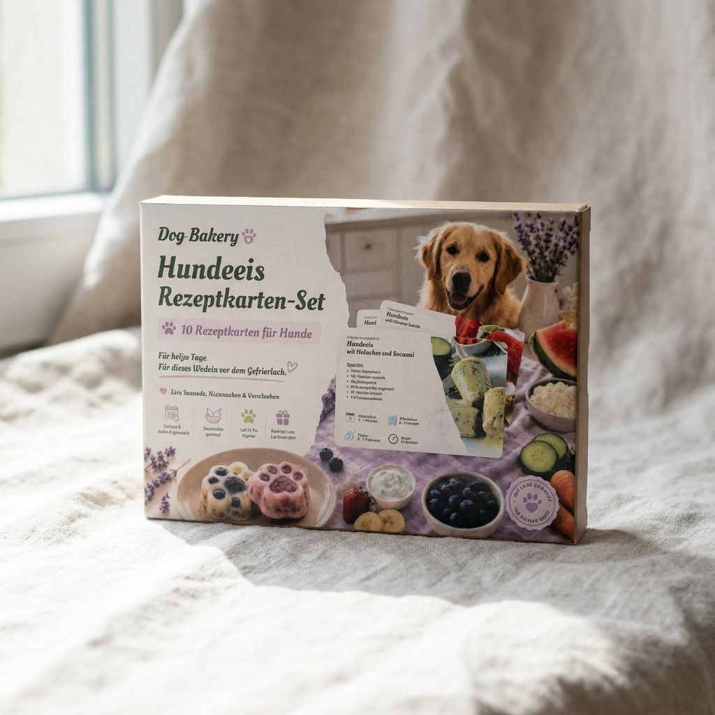 Hundeeis Rezeptkarten-Box am Fenster
