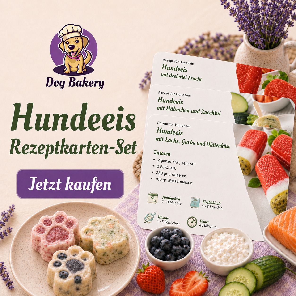 Hundeeis Rezeptkarten von Dog Bakery